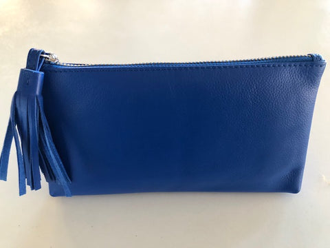 Oran Leather FLIRT Make Up Case/Purse With Tassel in Cobalt Colour
