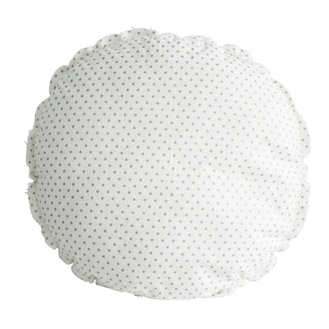 Penny Round Cushion in Ivory & Silver Spot 30cm