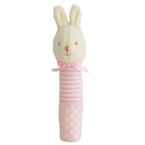 Squeaker Bunny - Pink with White Spots & Stripes